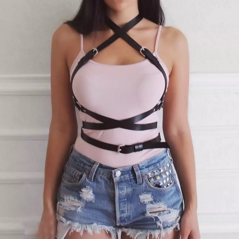 Harness Suspender Women Men Leather Belt Straps - Picture 3 of 17